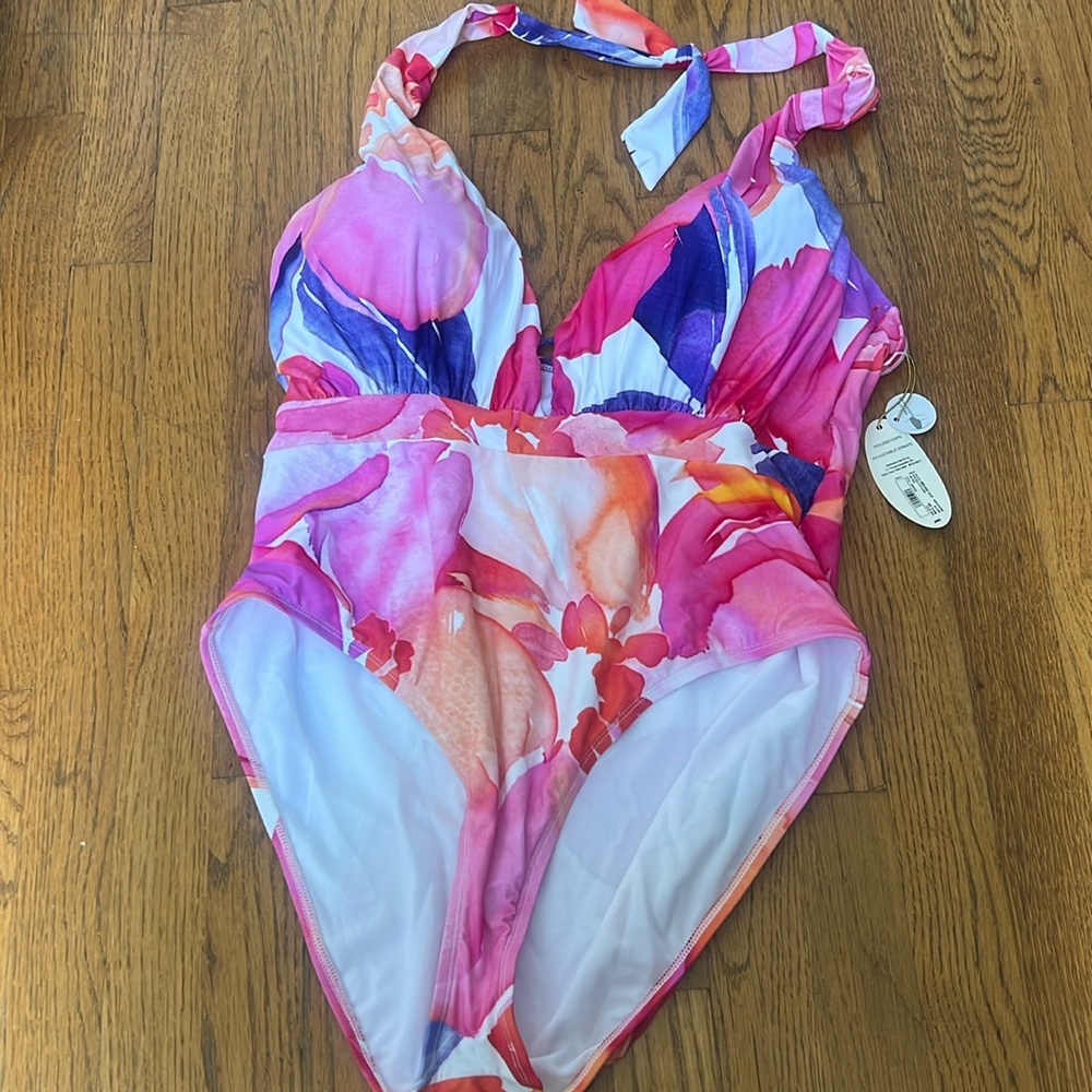 Mynah Multi Color XL  Coverage One Piece Swimsuit NWT